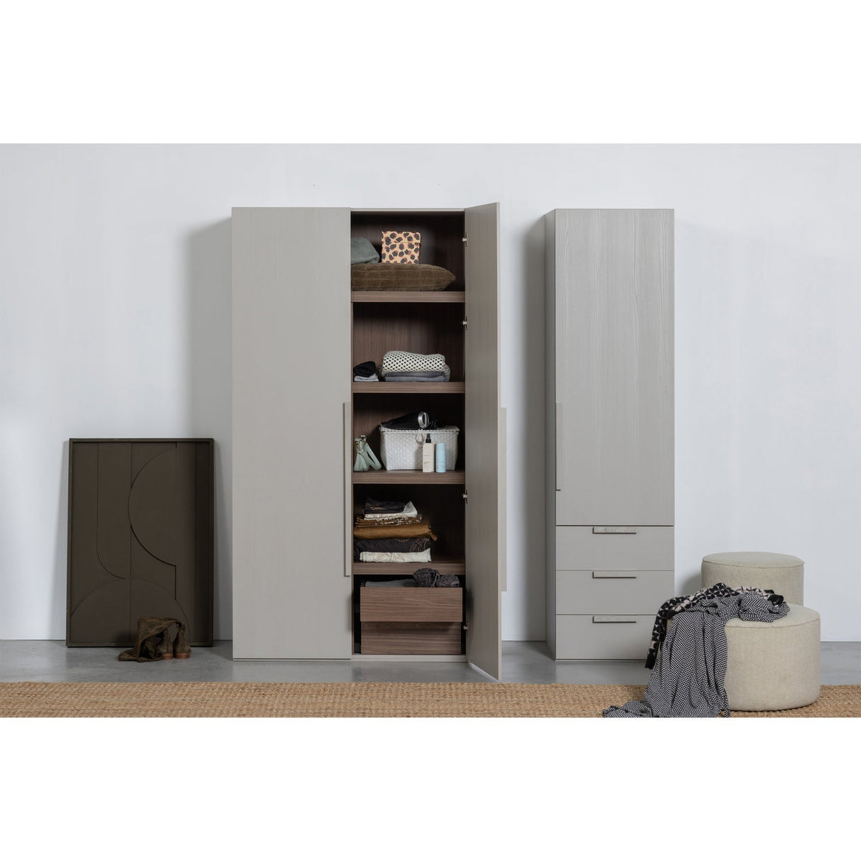 Rens 1 - türiger Kleiderschrank - kieselgrau/Spanplatte [fsc] - Kleiderschränke - ALVAHOME