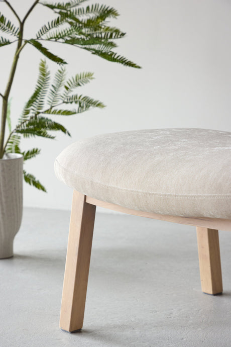 Rile Ottoman - beige/Gummiholz - Ottomane / Poufs - ALVAHOME