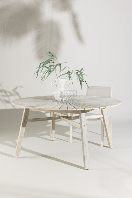 Rives Outdoor - Esstisch rund - hellgrau/Akazie - Outdoor - Esstische (rund) - ALVAHOME