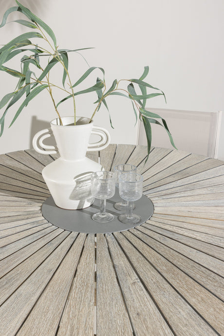 Rives Outdoor - Esstisch rund - hellgrau/Akazie - Outdoor - Esstische (rund) - ALVAHOME