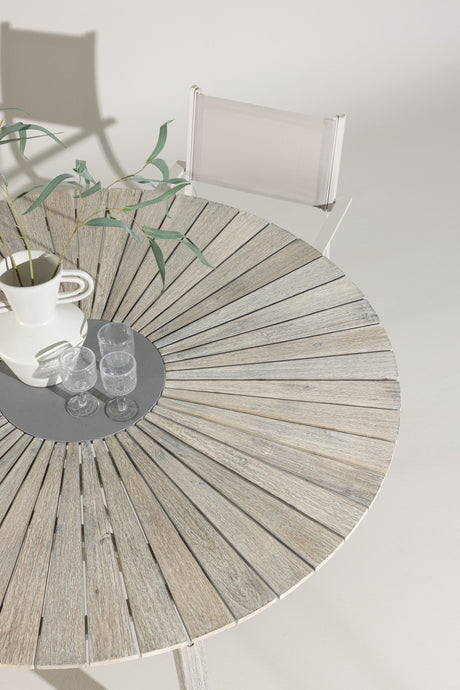 Rives Outdoor - Esstisch rund - hellgrau/Akazie - Outdoor - Esstische (rund) - ALVAHOME