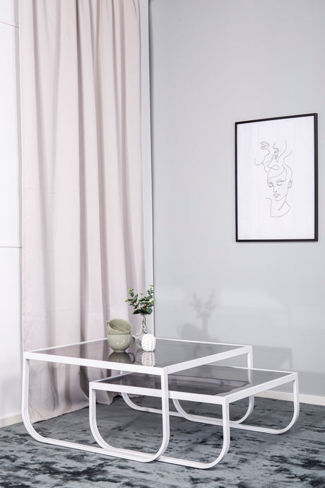 Rocker Couchtisch - weiß/Glas - Couchtische - ALVAHOME