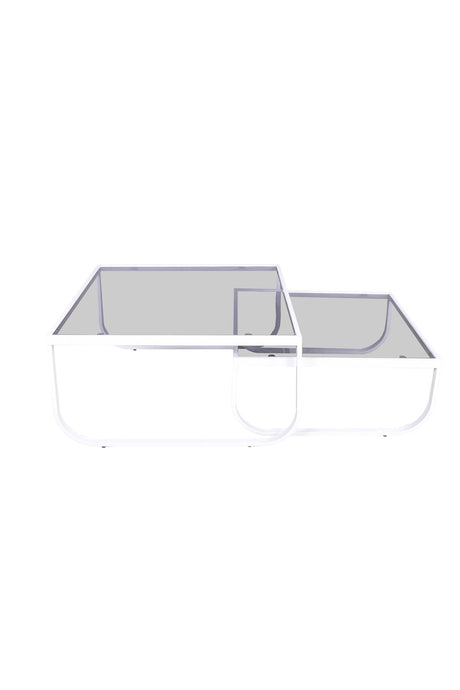 Rocker Couchtisch - weiß/Glas - Couchtische - ALVAHOME