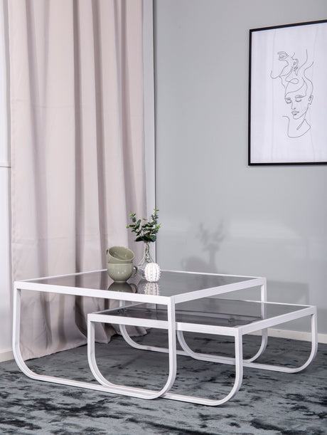 Rocker Couchtisch - weiß/Glas - Couchtische - ALVAHOME