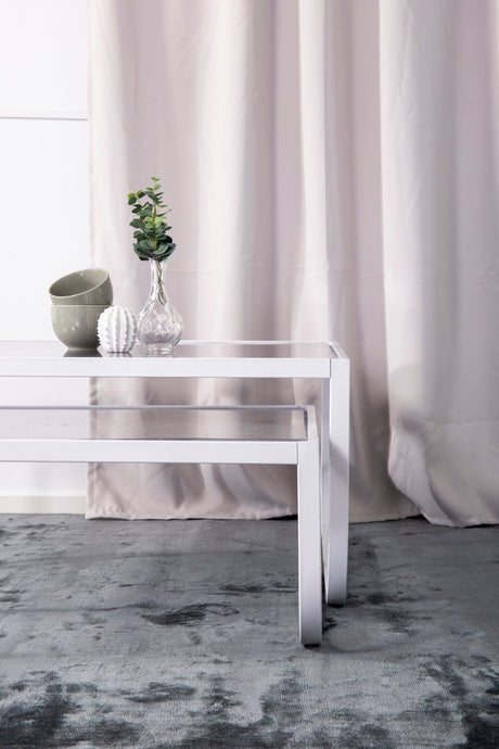 Rocker Couchtisch - weiß/Glas - Couchtische - ALVAHOME