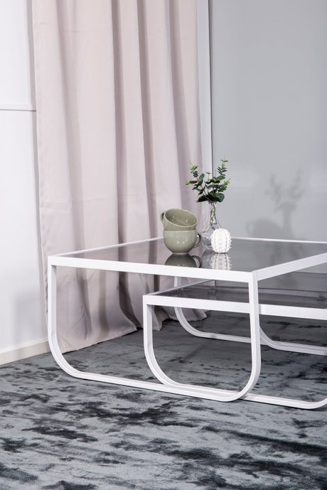 Rocker Couchtisch - weiß/Glas - Couchtische - ALVAHOME