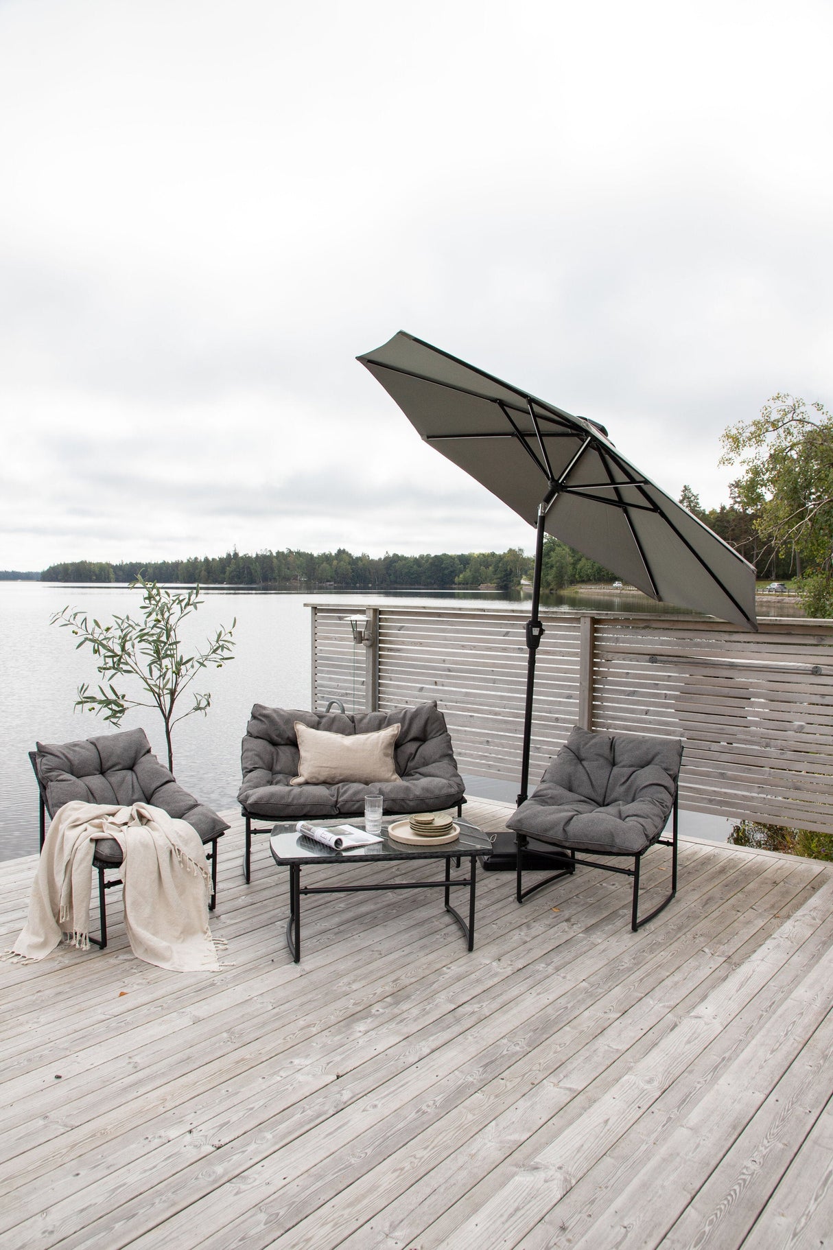 Sabal Sonnenschirm - grau/Polyester - Sonnenschirme - ALVAHOME