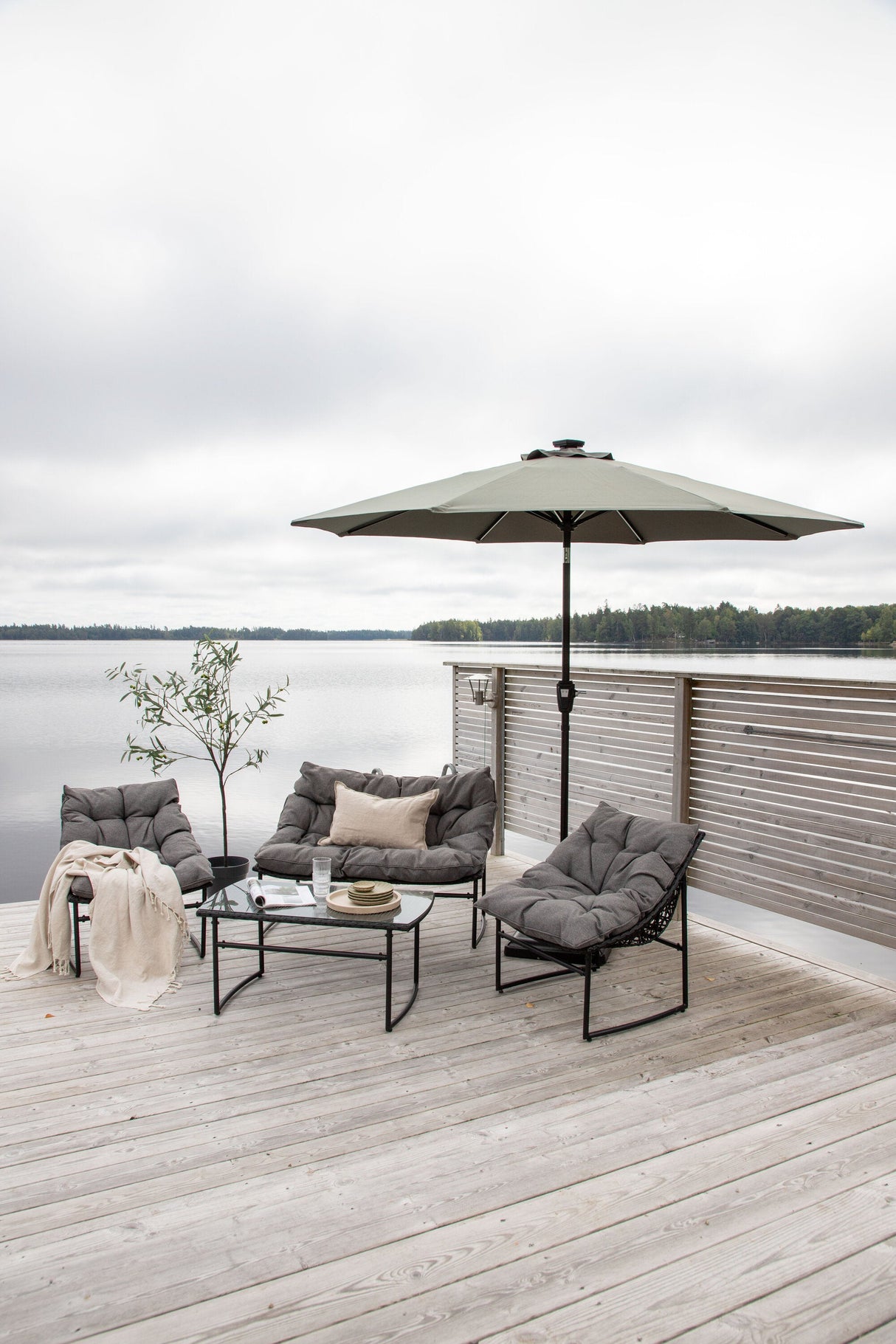 Sabal Sonnenschirm - grau/Polyester - Sonnenschirme - ALVAHOME