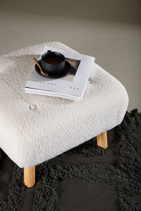 Salina Ottoman - weiß/Polyester - Teddy - Ottomane / Poufs - ALVAHOME