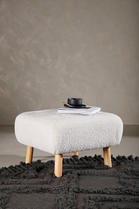 Salina Ottoman - weiß/Polyester - Teddy - Ottomane / Poufs - ALVAHOME