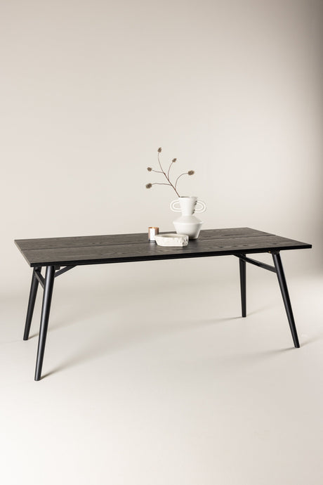 Sleek rechteckiger Esstisch - schwarz/Furnier - Rechteckige Esstische - ALVAHOME