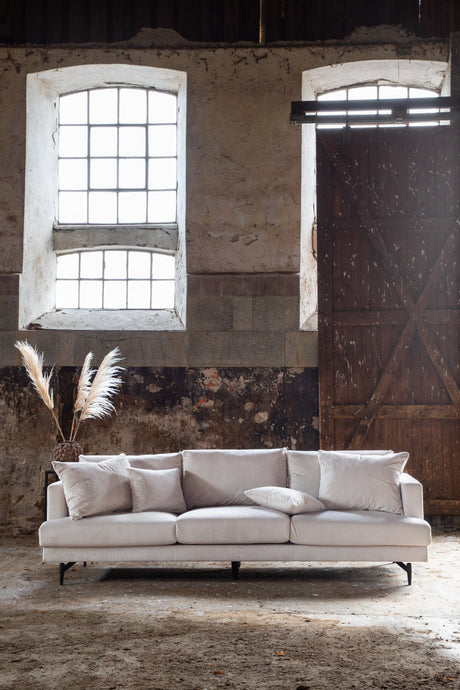 Sofia 3 - Sitzer Sofa - beige/Polyester - Kord - 3 - Sitzer Sofas - ALVAHOME