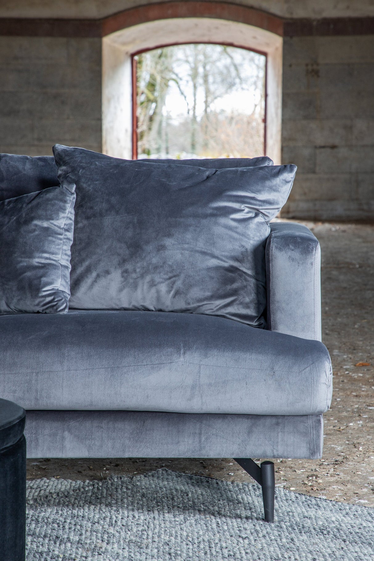 Sofia 3 - Sitzer Sofa - dunkelgrau/Polyester - Samt - 3 - Sitzer Sofas - ALVAHOME