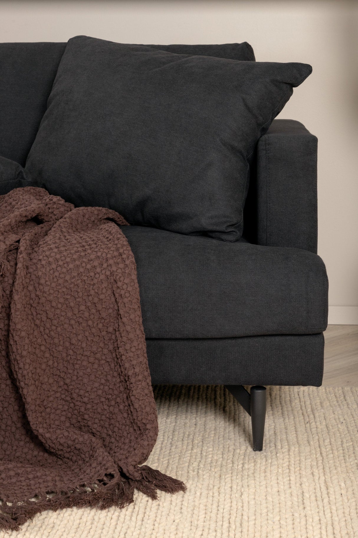 Sofia 3 - Sitzer Sofa - schwarz/Polyester - 3 - Sitzer Sofas - ALVAHOME