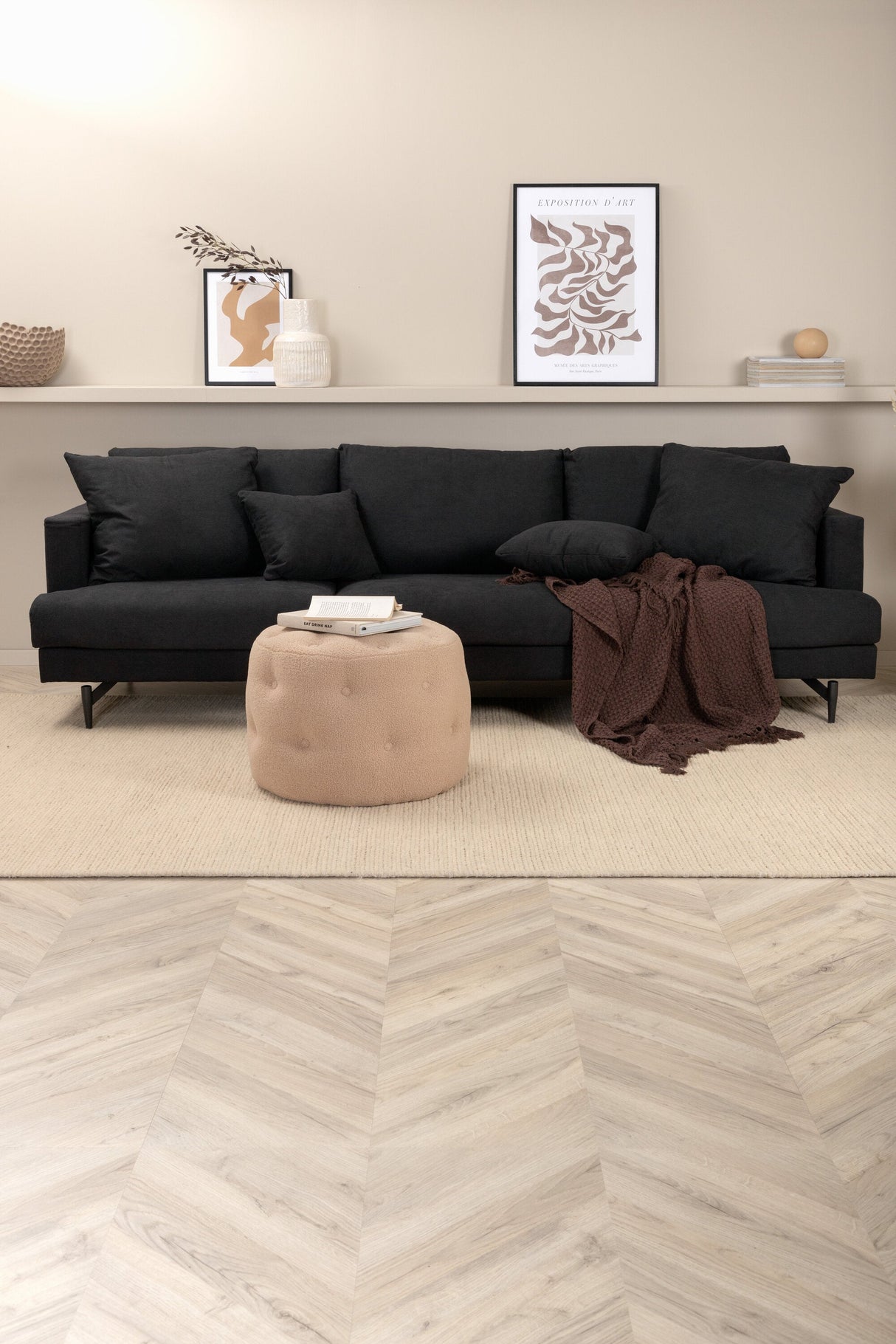 Sofia 3 - Sitzer Sofa - schwarz/Polyester - 3 - Sitzer Sofas - ALVAHOME