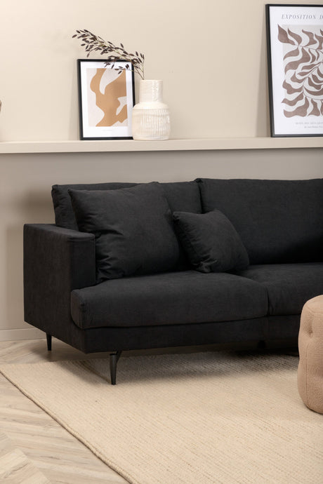 Sofia 3 - Sitzer Sofa - schwarz/Polyester - 3 - Sitzer Sofas - ALVAHOME