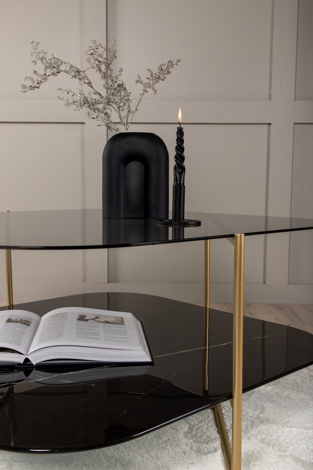 Un - line Couchtisch - schwarz/Glas - Couchtische - ALVAHOME