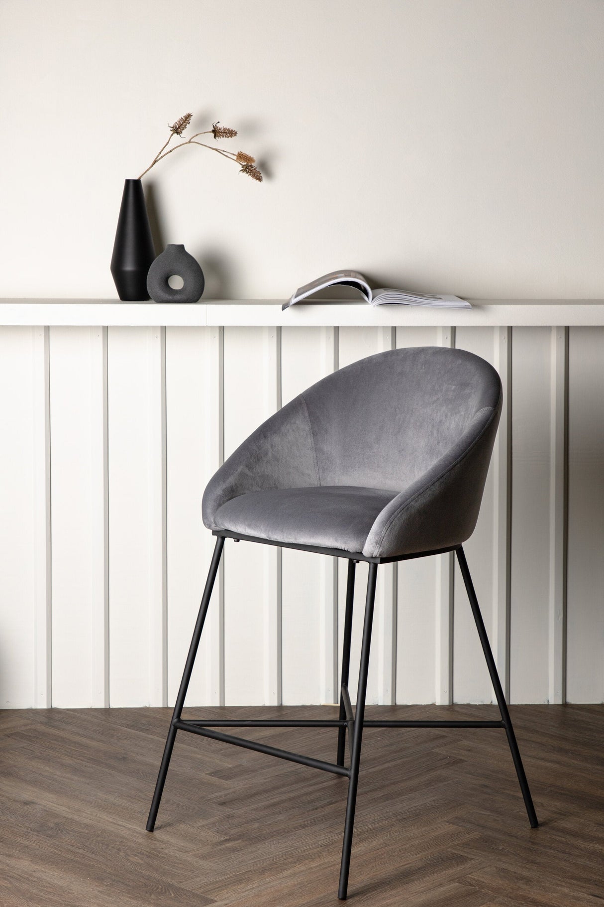 Velvet Barhocker - dunkelgrau/Stahl - Barhocker - ALVAHOME