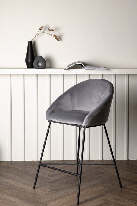 Velvet Barhocker - dunkelgrau/Stahl - Barhocker - ALVAHOME