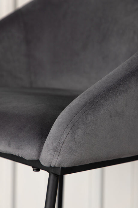 Velvet Barhocker - dunkelgrau/Stahl - Barhocker - ALVAHOME
