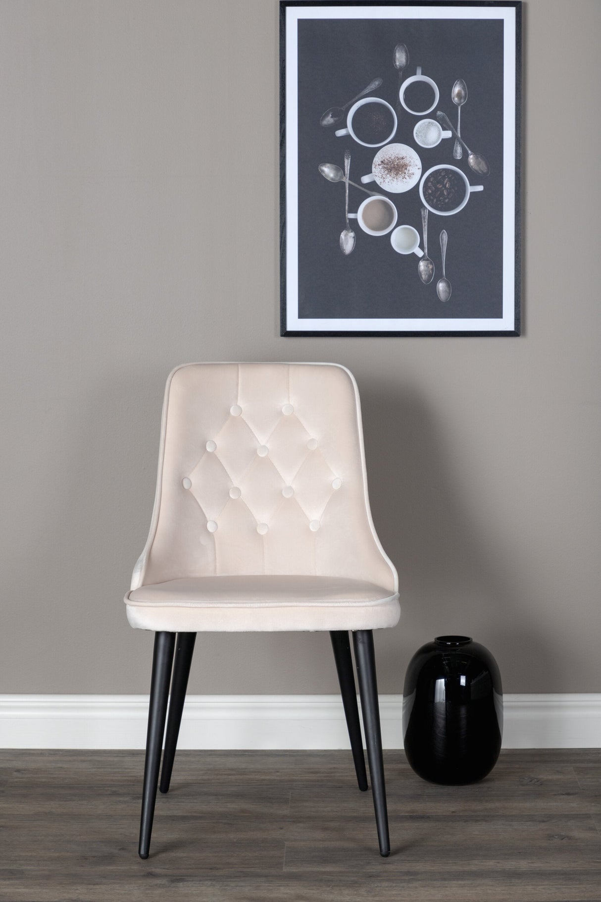 Velvet Deluxe Esszimmerstuhl - beige/Polyester - Samt - Essstühle - ALVAHOME