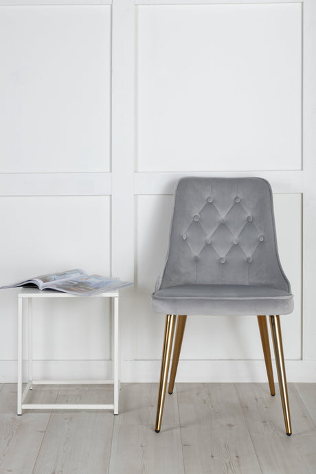 Velvet Deluxe Esszimmerstuhl - grau/Polyester - Samt - Essstühle - ALVAHOME