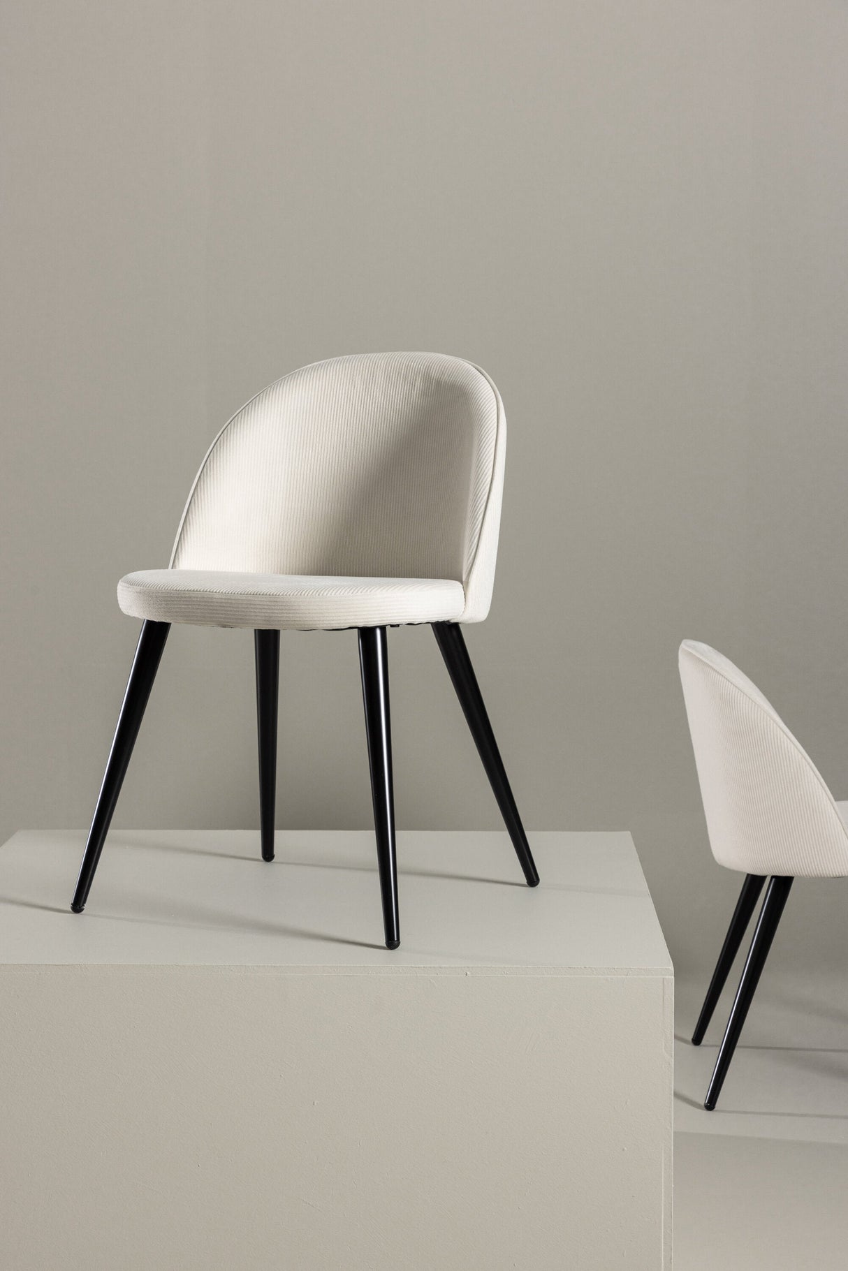 Velvet Esszimmerstuhl - créme/Polyester - Kord - Essstühle - ALVAHOME