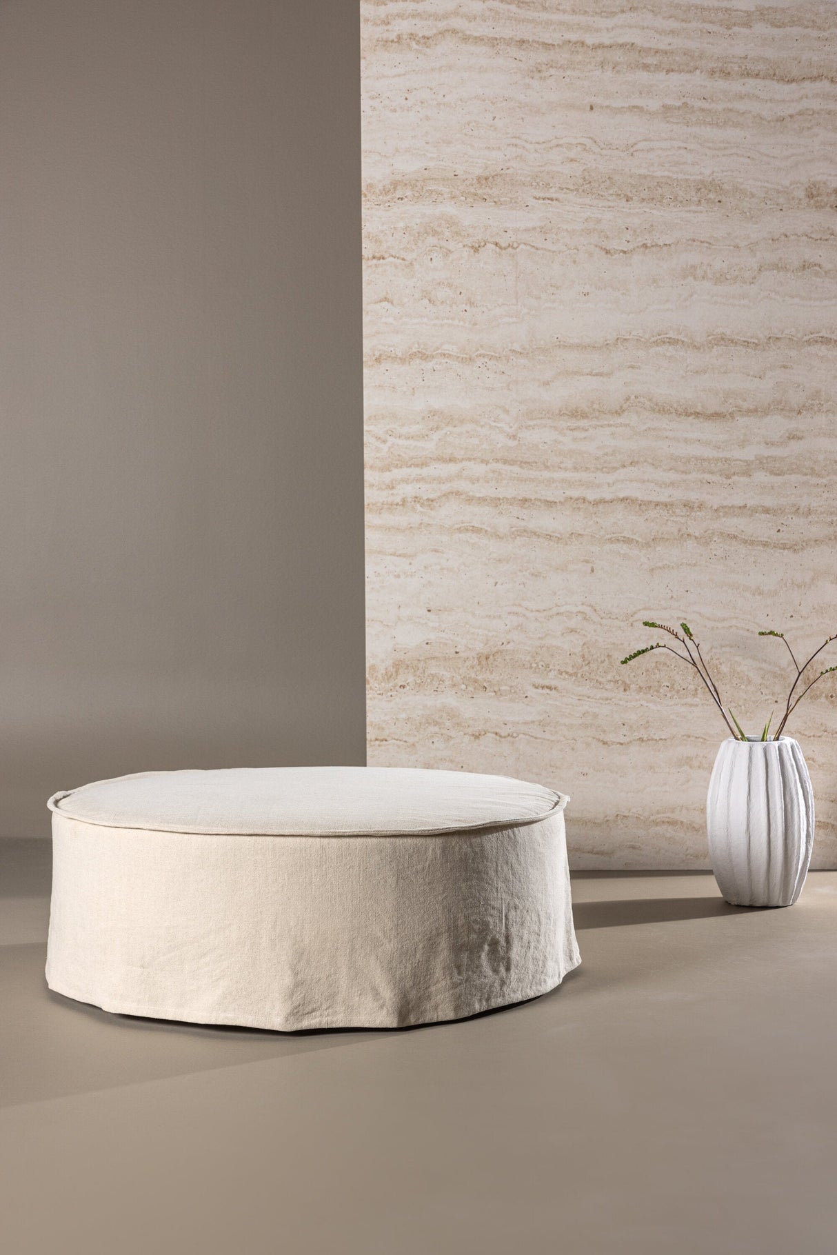 Vindö Ottoman - beige/Baumwolle - Ottomane / Poufs - ALVAHOME