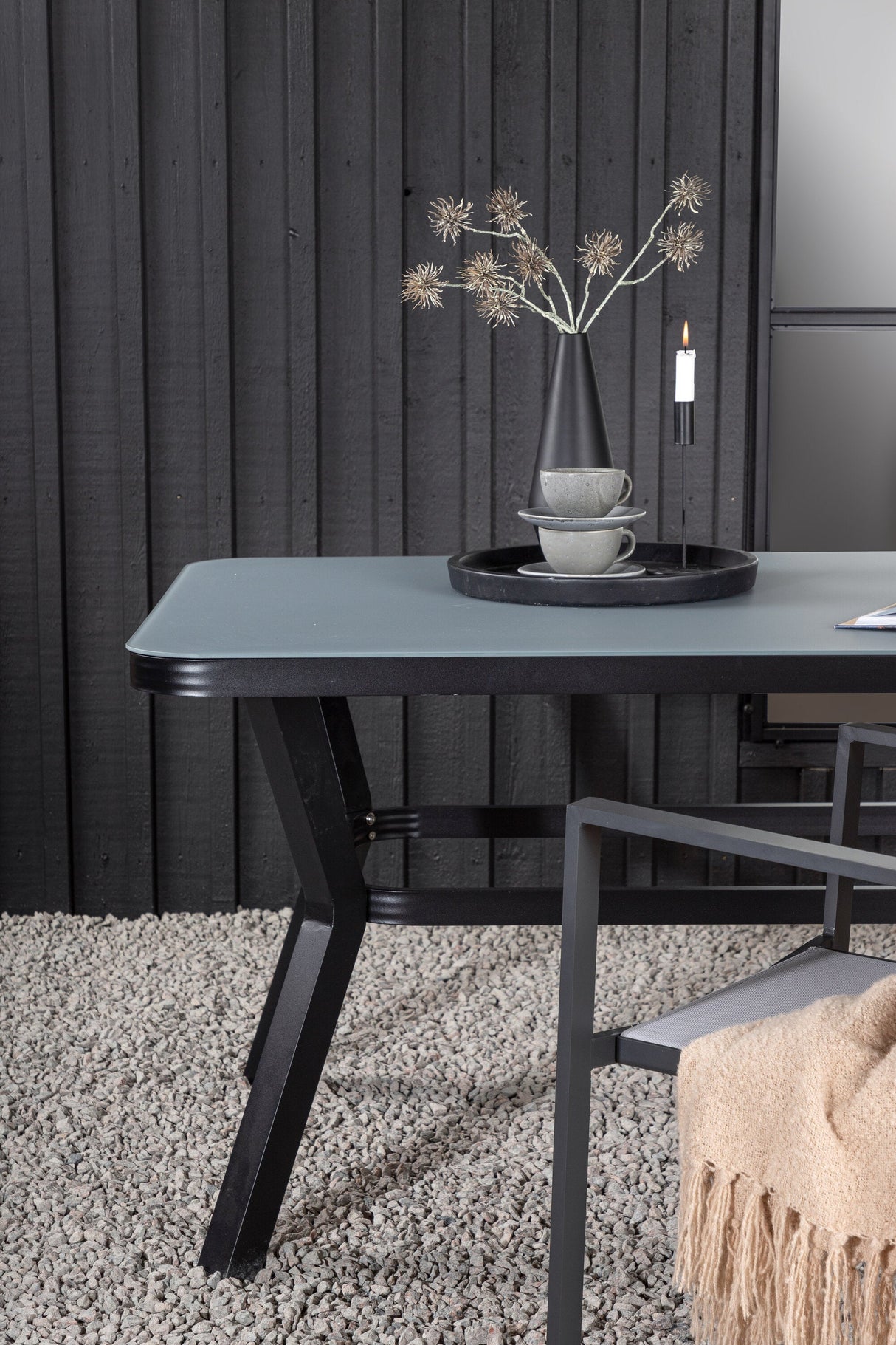 Virya Outdoor - Esstisch rechteckig - schwarz/Mattglas - Outdoor - Esstische (rechteckig) - ALVAHOME