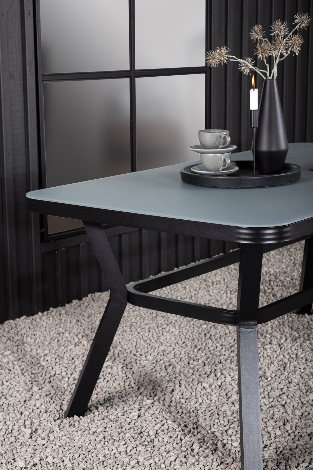 Virya Outdoor - Esstisch rechteckig - schwarz/Mattglas - Outdoor - Esstische (rechteckig) - ALVAHOME
