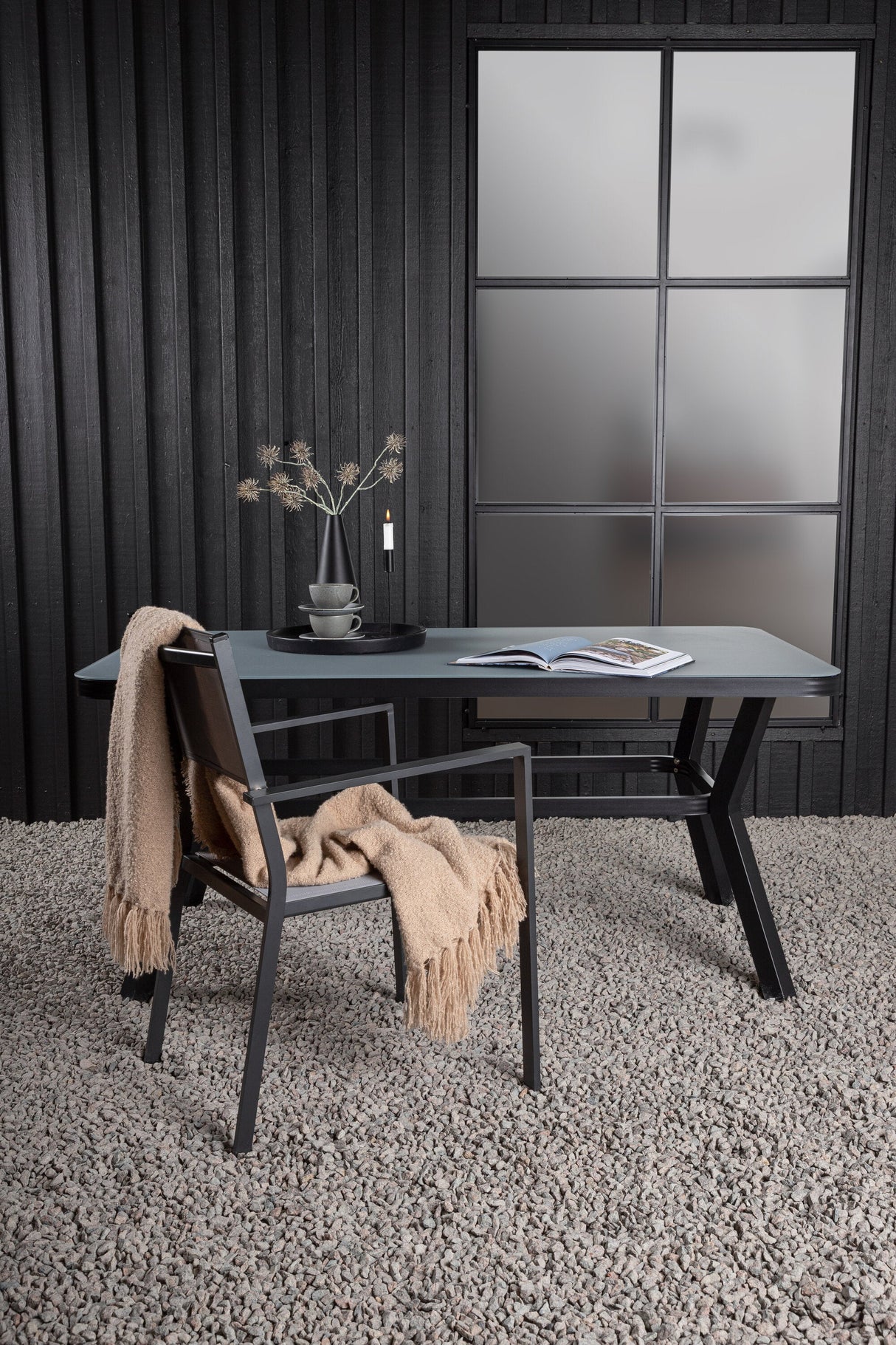 Virya Outdoor - Esstisch rechteckig - schwarz/Mattglas - Outdoor - Esstische (rechteckig) - ALVAHOME