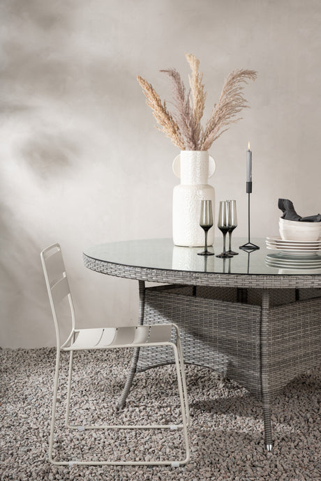 Volta Outdoor - Esstisch rund - grau/Weidengeflecht - Outdoor - Esstische (rund) - ALVAHOME