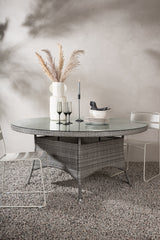 Volta Outdoor - Esstisch rund - grau/Weidengeflecht - Outdoor - Esstische (rund) - ALVAHOME