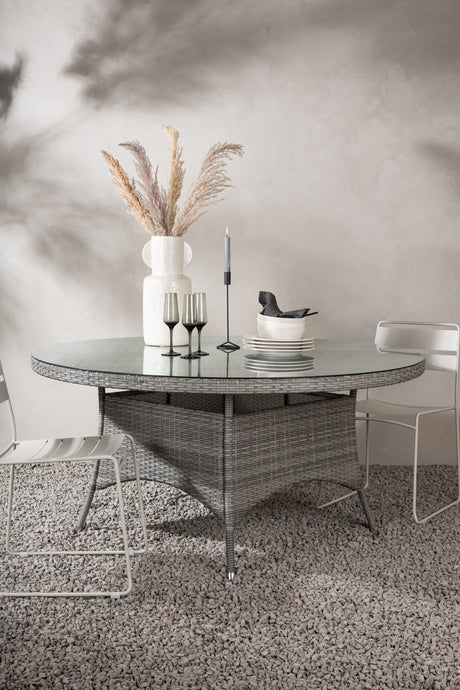 Volta Outdoor - Esstisch rund - grau/Weidengeflecht - Outdoor - Esstische (rund) - ALVAHOME