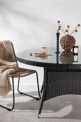 Volta Outdoor - Esstisch rund - schwarz/Weidengeflecht - Outdoor - Esstische (rund) - ALVAHOME