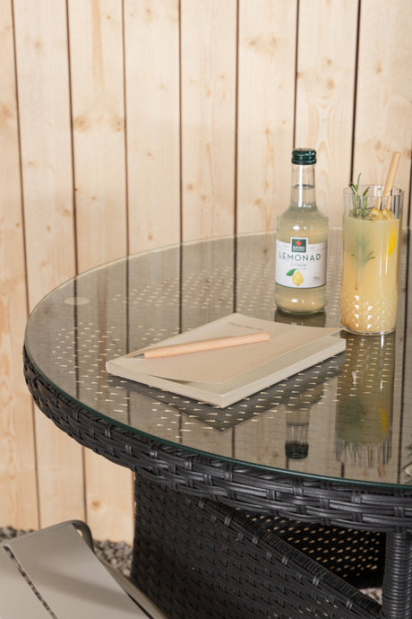 Volta Outdoor - Tisch - schwarz/Weidengeflecht - Outdoor - Tische - ALVAHOME