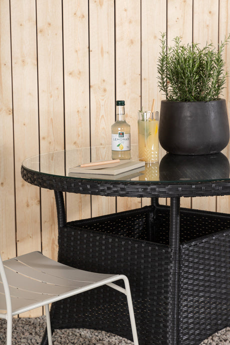 Volta Outdoor - Tisch - schwarz/Weidengeflecht - Outdoor - Tische - ALVAHOME