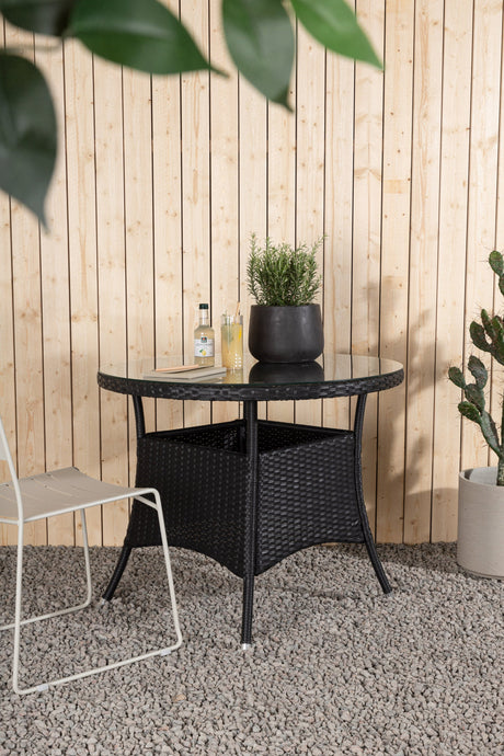 Volta Outdoor - Tisch - schwarz/Weidengeflecht - Outdoor - Tische - ALVAHOME