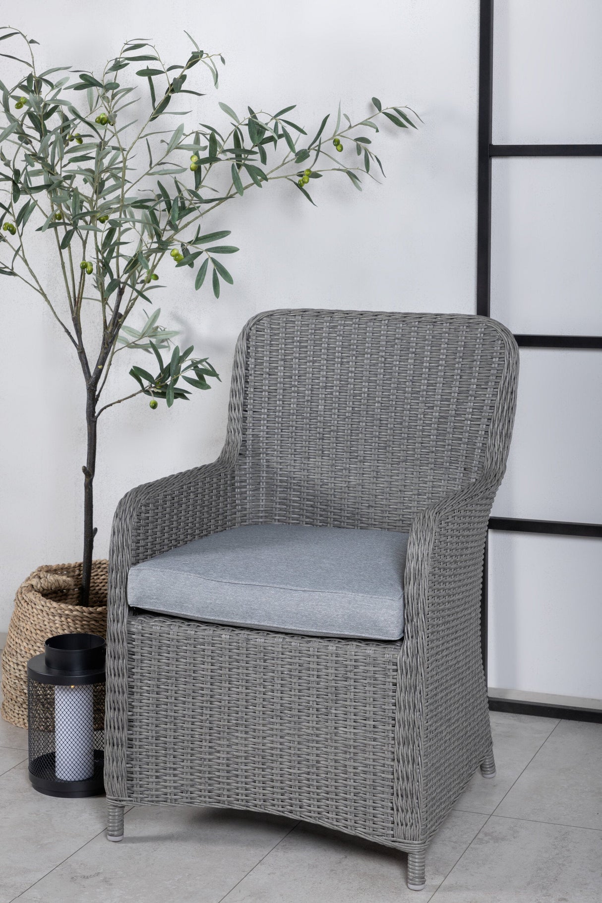 Wembley Outdoor - Essstuhl - grau/Weidengeflecht - Outdoor - Essstühle - ALVAHOME