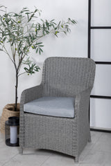 Wembley Outdoor - Essstuhl - grau/Weidengeflecht - Outdoor - Essstühle - ALVAHOME
