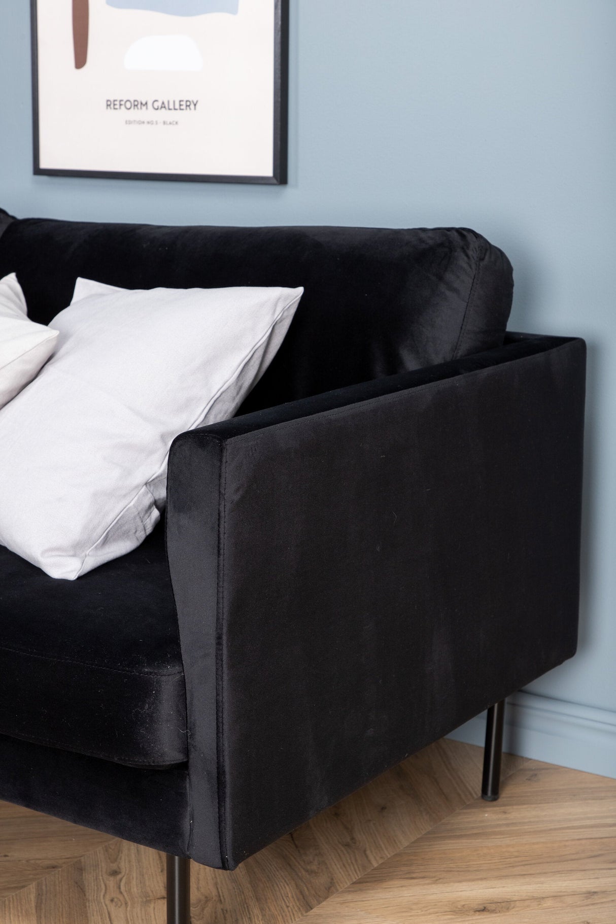 Zoom 3 - Sitzer Sofa - schwarz/Polyester - Samt - 3 - Sitzer Sofas - ALVAHOME