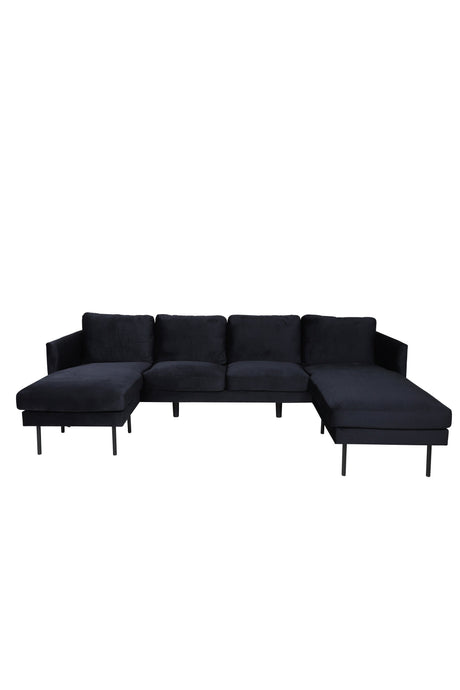 Zoom Chaiselongue Sofa - schwarz/Polyester - Samt - Chaiselongue Sofas - ALVAHOME