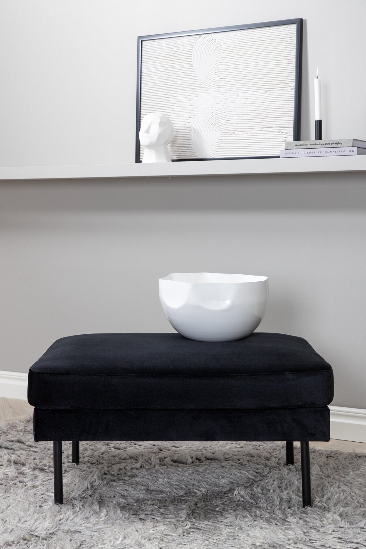 Zoom Ottoman - schwarz/Polyester - Samt - Ottomane / Poufs - ALVAHOME