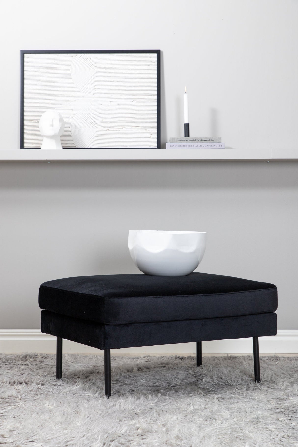 Zoom Ottoman - schwarz/Polyester - Samt - Ottomane / Poufs - ALVAHOME